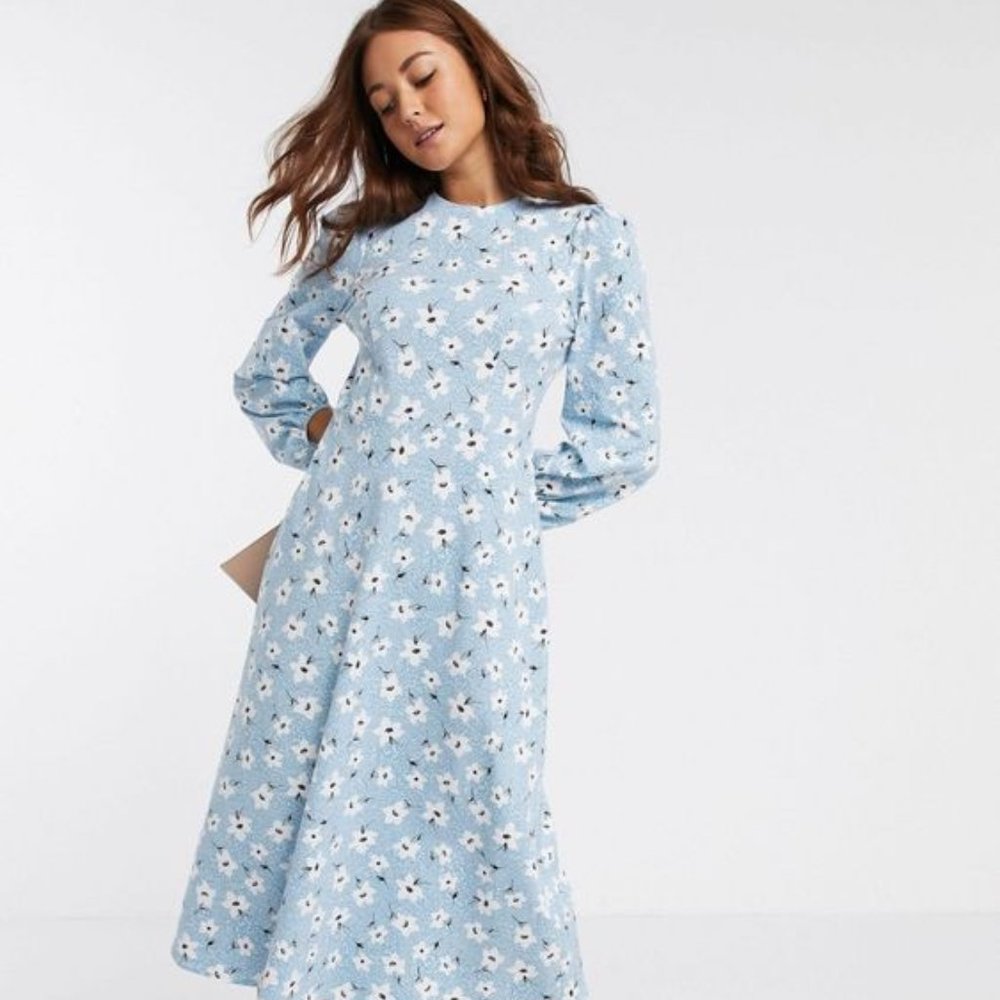 ASOS Light Blue Floral Midi Dress